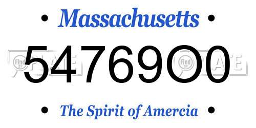 54769O0 Massachusetts License Plate
