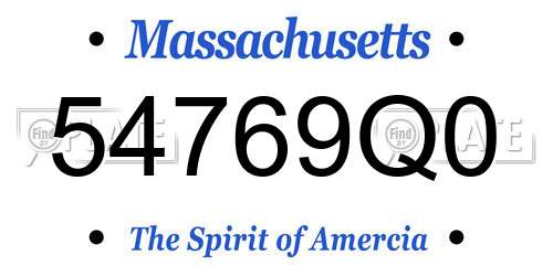 54769Q0 Massachusetts License Plate