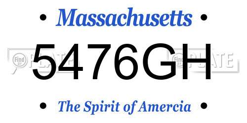 5476GH Massachusetts License Plate