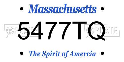 5477TQ Massachusetts License Plate