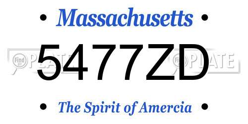 5477ZD Massachusetts License Plate
