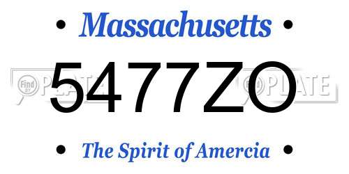 5477ZO Massachusetts License Plate