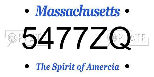 5477ZQ Massachusetts License Plate