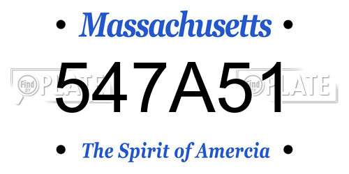 547A51 Massachusetts License Plate