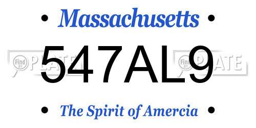 547AL9 Massachusetts License Plate
