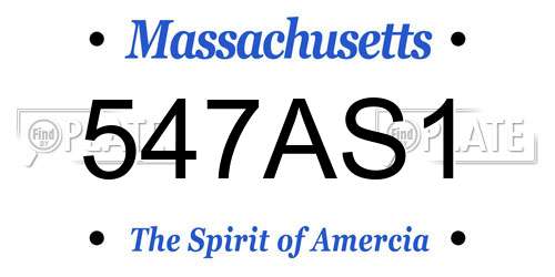 547AS1 Massachusetts License Plate
