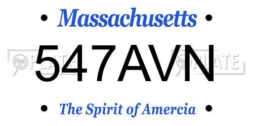 547AVN Massachusetts License Plate