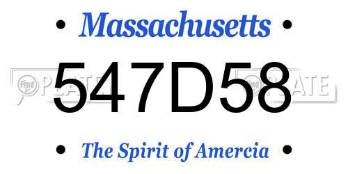547D58 Massachusetts License Plate