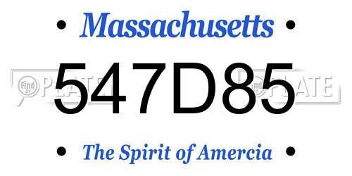 547D85 Massachusetts License Plate