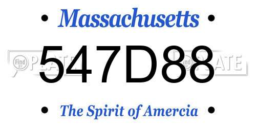 547D88 Massachusetts License Plate