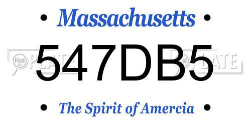 547DB5 Massachusetts License Plate