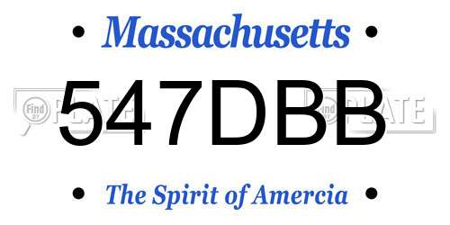 547DBB Massachusetts License Plate