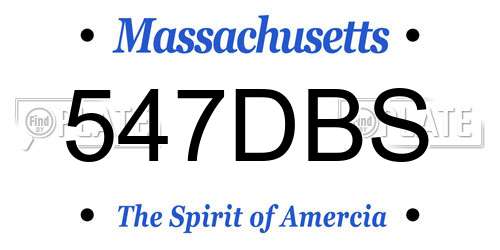 547DBS Massachusetts License Plate