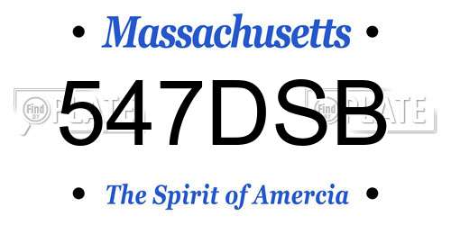 547DSB Massachusetts License Plate