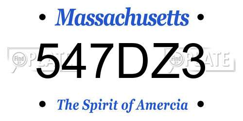 547DZ3 Massachusetts License Plate