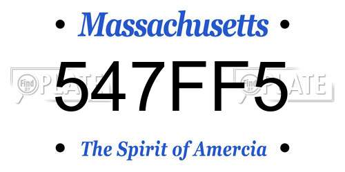 547FF5 Massachusetts License Plate