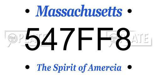 547FF8 Massachusetts License Plate