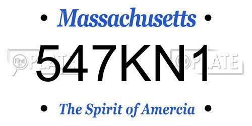 547KN1 Massachusetts License Plate