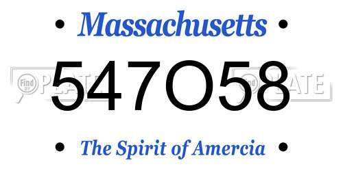 547O58 Massachusetts License Plate