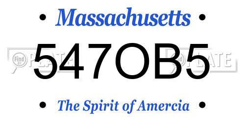 547OB5 Massachusetts License Plate