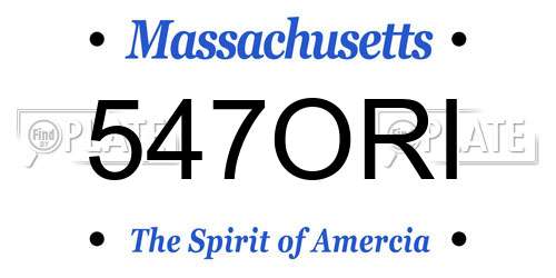 547ORI Massachusetts License Plate