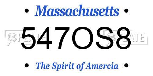 547OS8 Massachusetts License Plate
