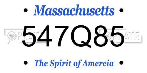 547Q85 Massachusetts License Plate