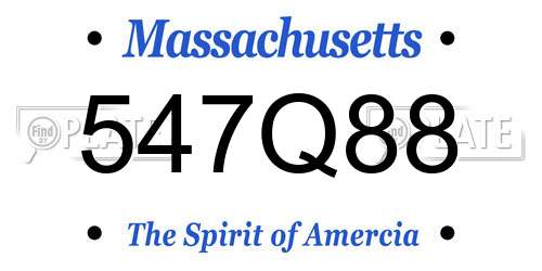 547Q88 Massachusetts License Plate