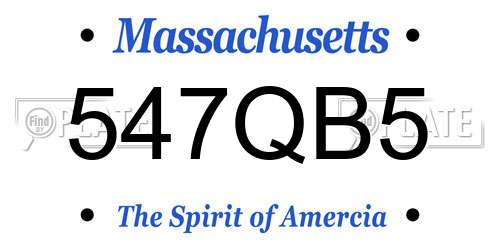 547QB5 Massachusetts License Plate