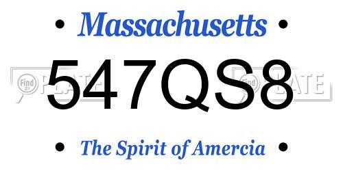 547QS8 Massachusetts License Plate