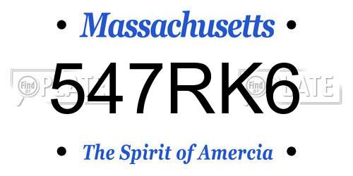 547RK6 Massachusetts License Plate