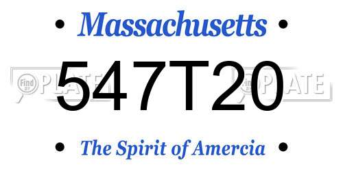547T20 Massachusetts License Plate