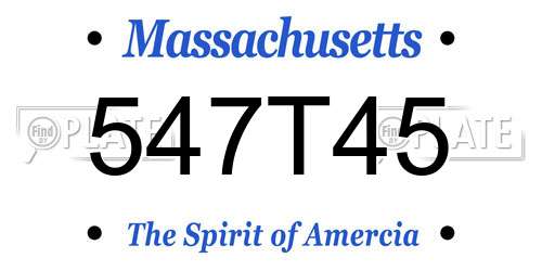 547T45 Massachusetts License Plate