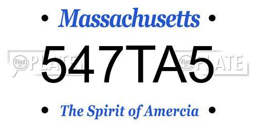 547TA5 Massachusetts License Plate