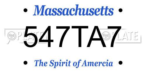 547TA7 Massachusetts License Plate