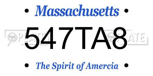 547TA8 Massachusetts License Plate
