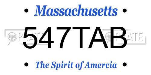 547TAB Massachusetts License Plate