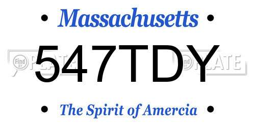 547TDY Massachusetts License Plate