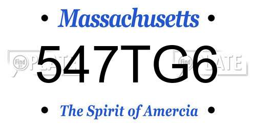547TG6 Massachusetts License Plate
