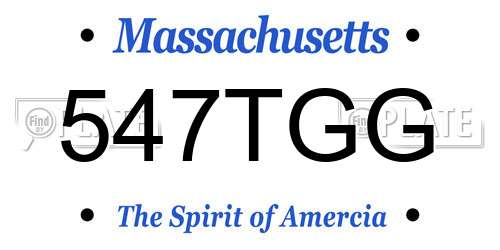 547TGG Massachusetts License Plate