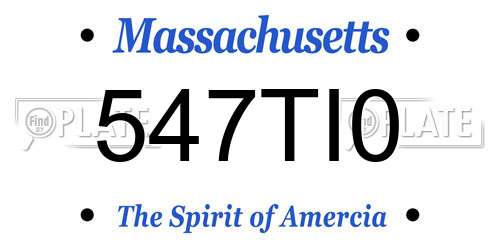 547TI0 Massachusetts License Plate