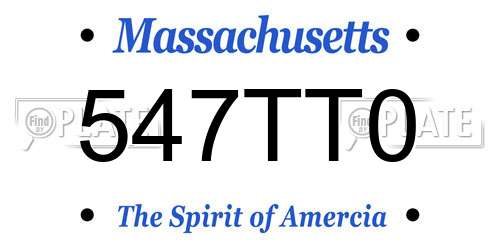 547TT0 Massachusetts License Plate