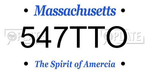 547TTO Massachusetts License Plate