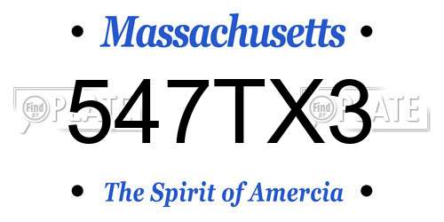 547TX3 Massachusetts License Plate