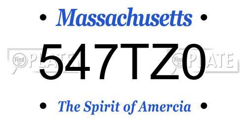 547TZ0 Massachusetts License Plate