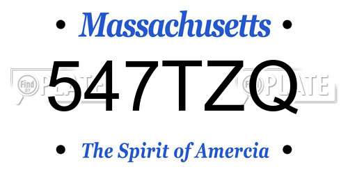 547TZQ Massachusetts License Plate