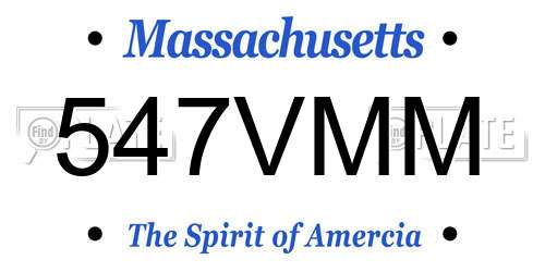 547VMM Massachusetts License Plate