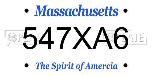 547XA6 Massachusetts License Plate