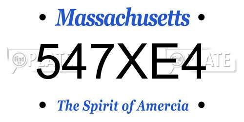 547XE4 Massachusetts License Plate