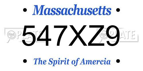 547XZ9 Massachusetts License Plate